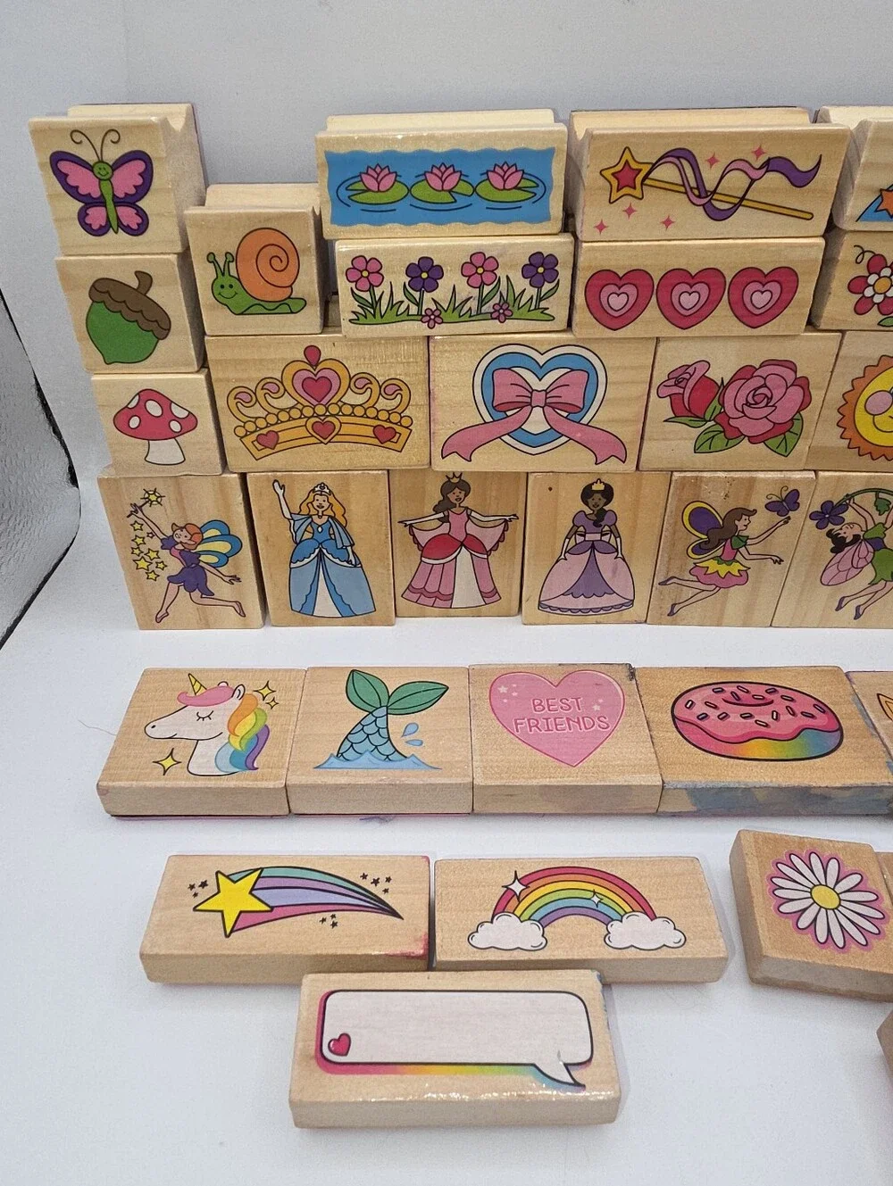 Rubber Stamp Lot Hearts Flowers Princess Animals Melissa and Doug